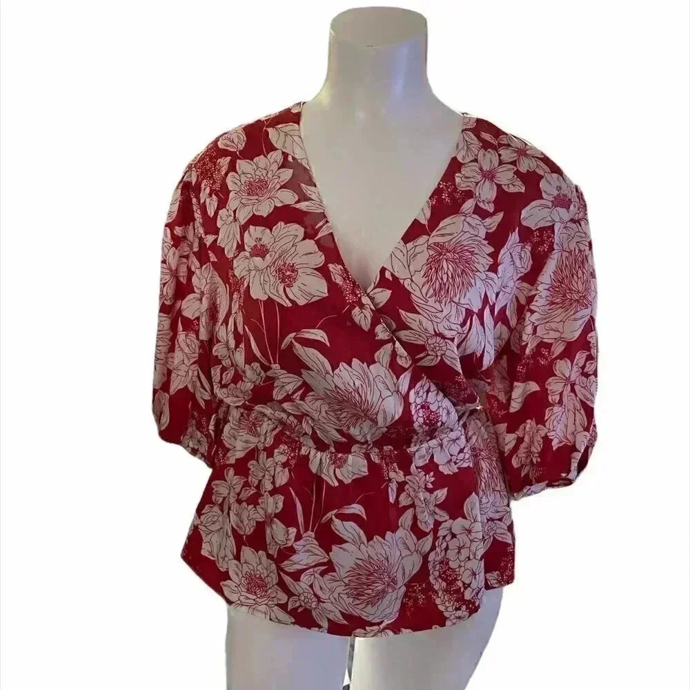 Rebecca Minkoff Mary Peplum Wrap Top sz  XS